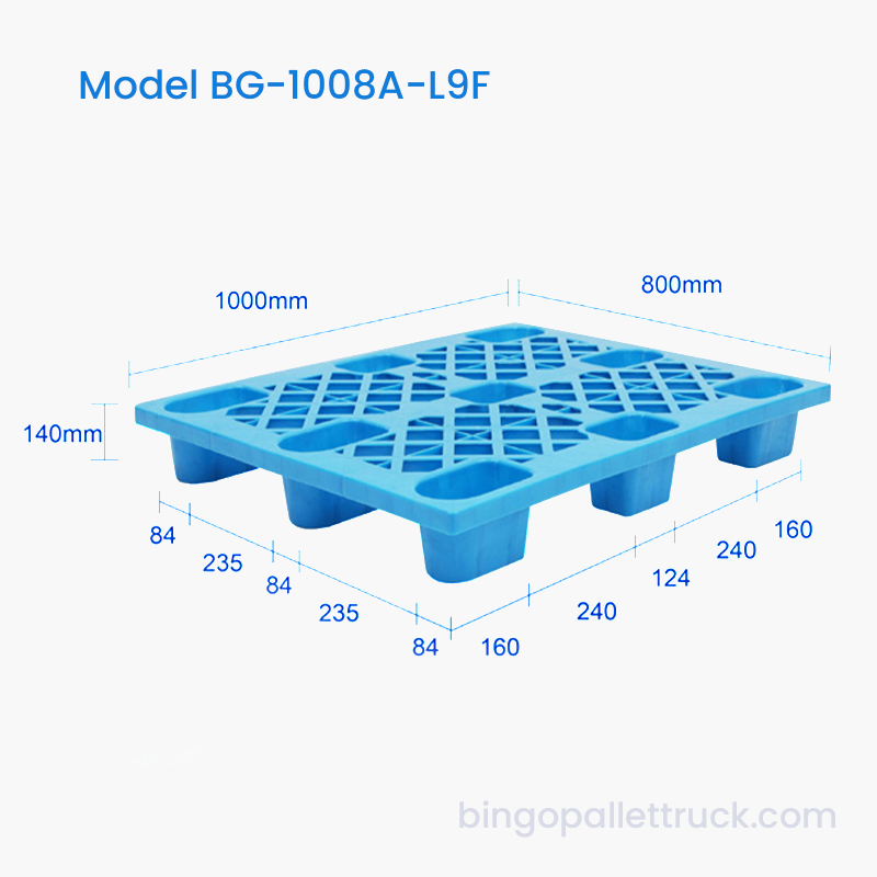 1000×800mm 4-Way Entry Light Duty Grid Nine-Foot HDPE Plastic Pallet