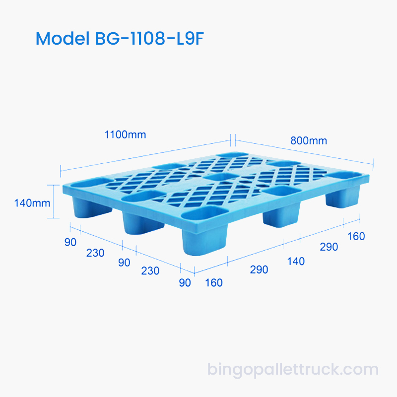 1100x800mm Light Duty Plastic Pallet na may 4-Way Entry para sa Pallet Jacks