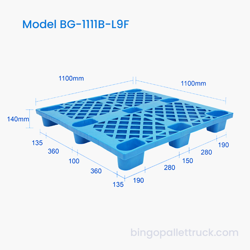 1100x1100mm 9-Leg Plastic Pallet na Na-optimize para sa Pallet Jack at Forklift Use