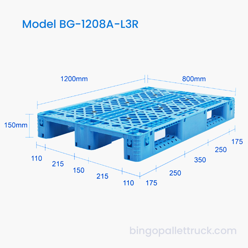 1200x800mm Light Duty 3 Runner Plastic Pallet
