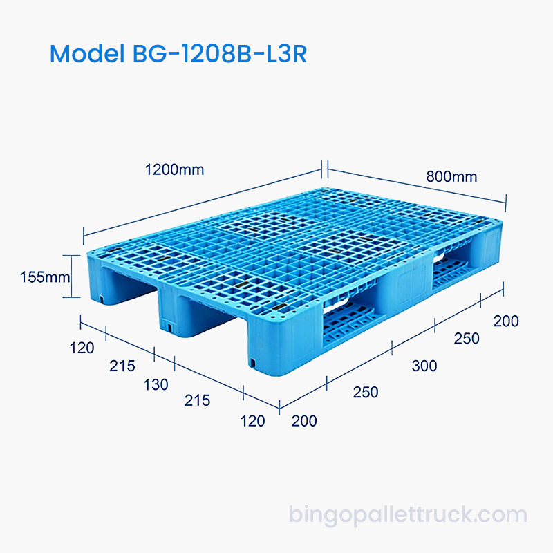 Mataas na Lakas 1200x800mm 3-Runner Plastic Pallet na may Mahabang Serbisyo