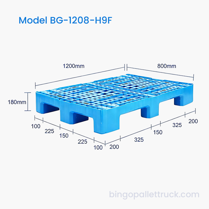 1200x800mm Heavy Duty 9-Leg HDPE Plastic Pallet para sa Logistics