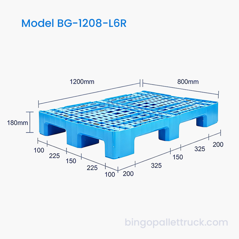 1200x800mm Reinforced Six Runner Plastic Pallet para sa Warehouse