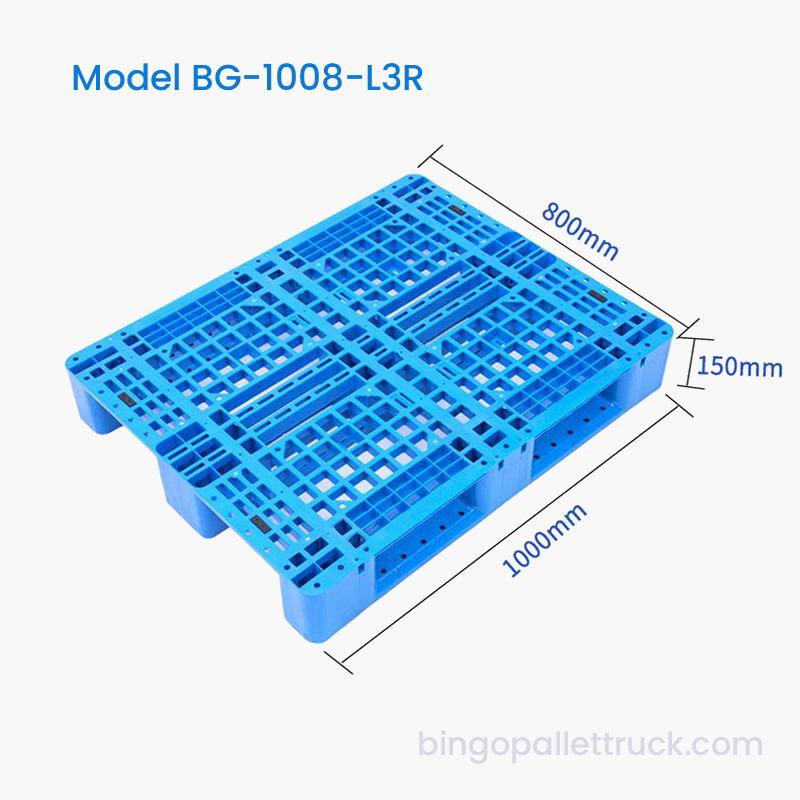 1000×800mm 3-Runner HDPE Plastic Pallet para sa Warehouse Racking