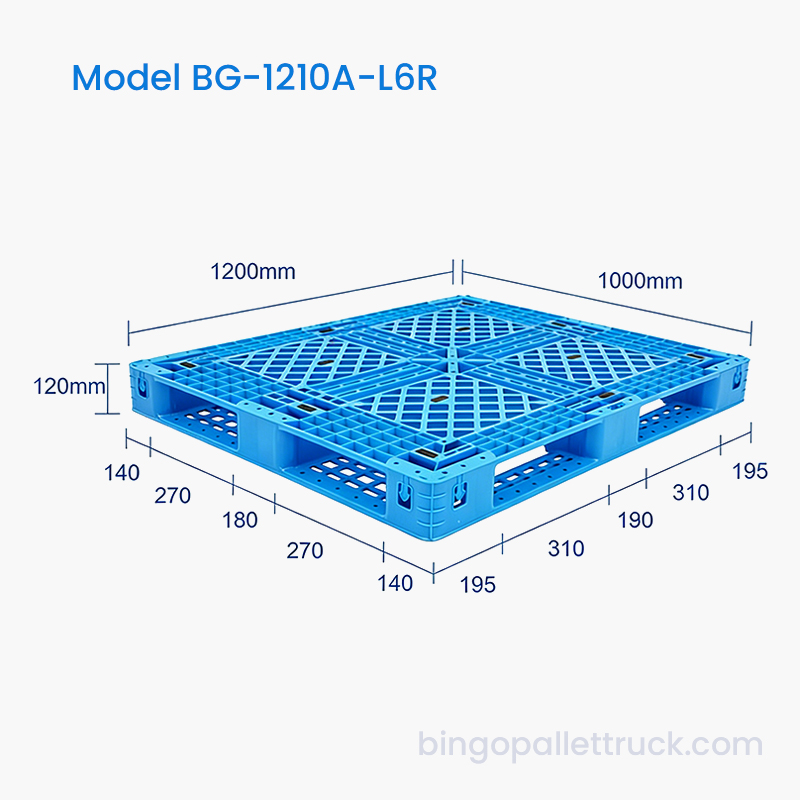 1200x1000mm Six Runner Plastic Pallet para sa Logistics Use