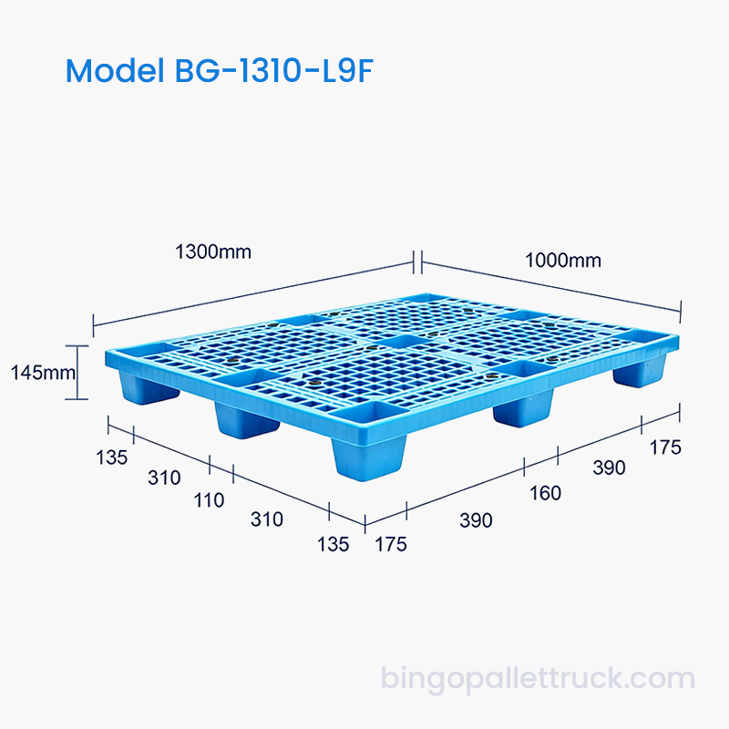 Mataas na Lakas 1300x1000mm 9-Leg Light Duty Plastic Pallet para sa Logistics