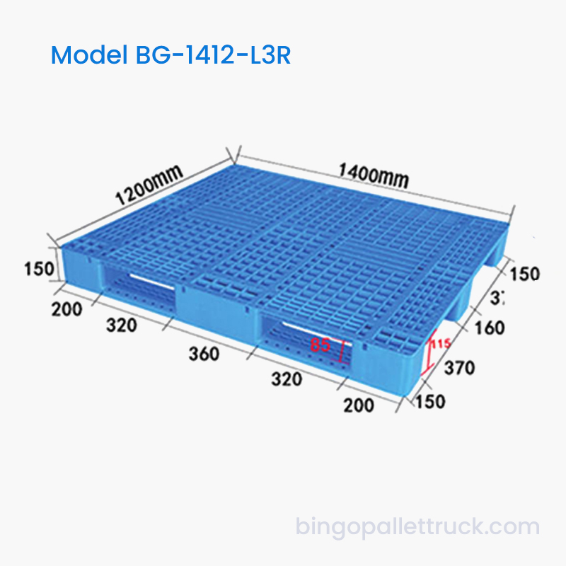 Light Duty 1400x1200mm Pallet na may 1000kg Dynamic na Kapasidad para sa Pamamahagi