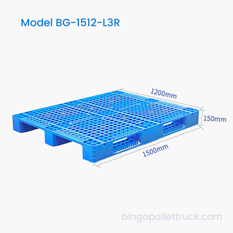 1500×1200mm 3-Runner HDPE Plastic Pallet para sa Warehouse at Logistics