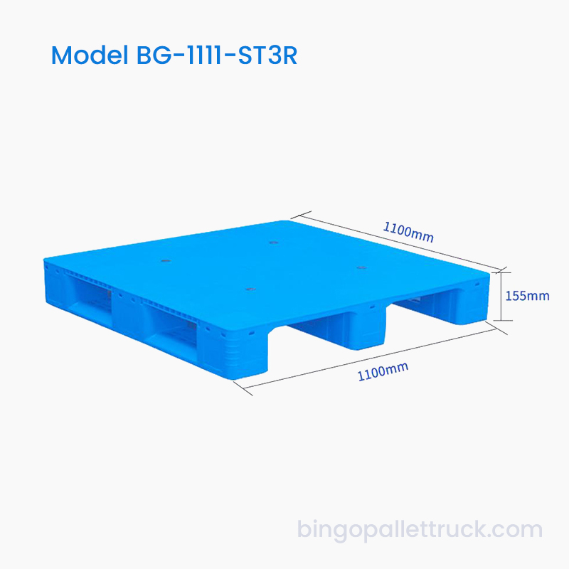 1100×1100mm Solid Top 3 Runners Plastic Pallet