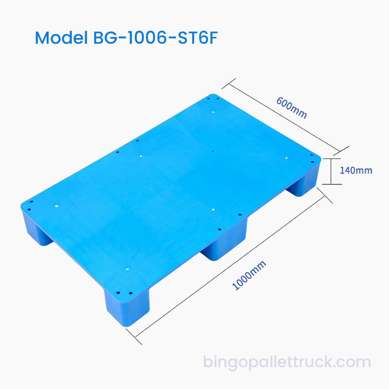 1000x600mm Solid Top Plastic Pallet Six Feet Style para sa Logistics