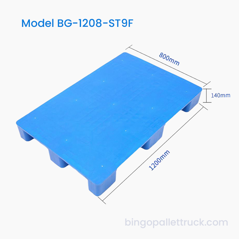 Recyclable 1200x800mm Solid Top 9 Legs Plastic Pallet para sa Logistics