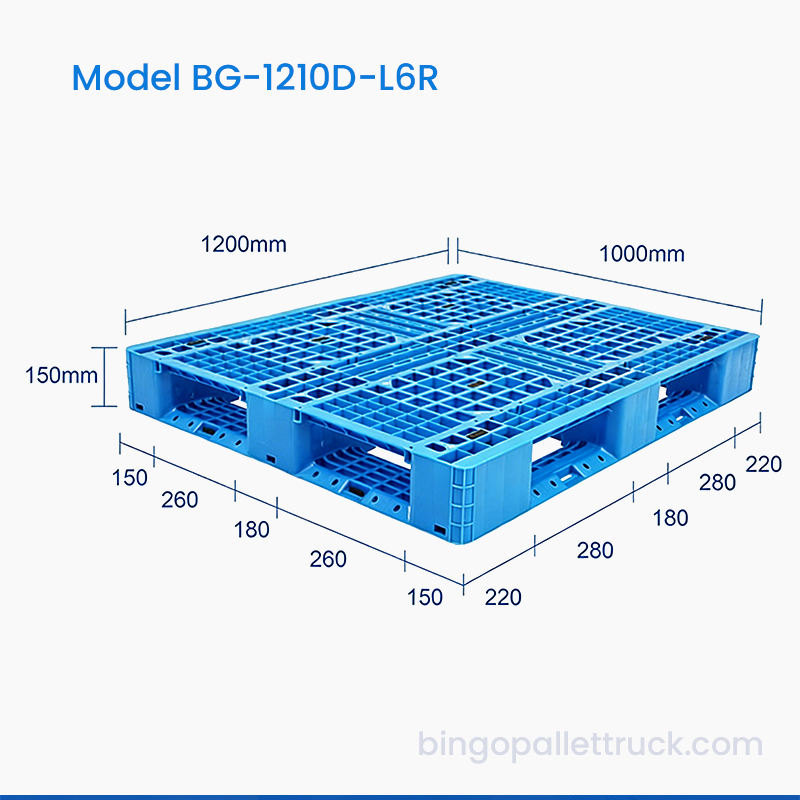 1200x1000mm Six Runner Light Duty Plastic Pallet para sa Warehouse