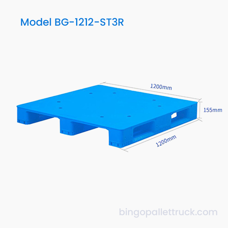 1200x1200mm Solid Top Plastic Pallet Three Runners para sa Heavy Logistics