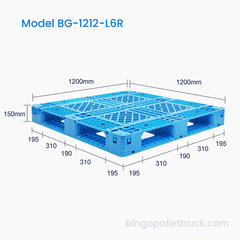 1200x1200mm Six Runner Plastic Pallet na may Reinforced Base para sa Mabibigat na Pagkarga
