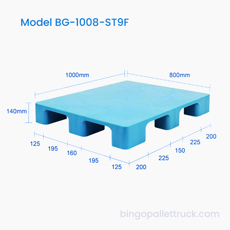 1000×800mm Light Duty Solid Top Nine Feet Plastic Pallet