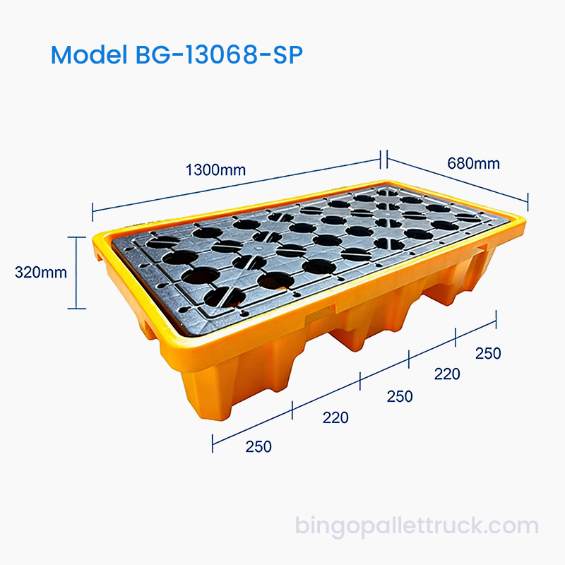 1300×680mm Spill Containment Pallet para sa Industrial Warehouse Chemical Storage