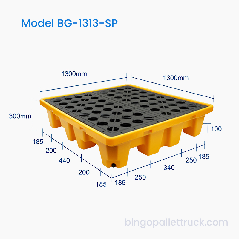1300x1300mm Leak Proof Spill Pallet para sa 4 na Drum