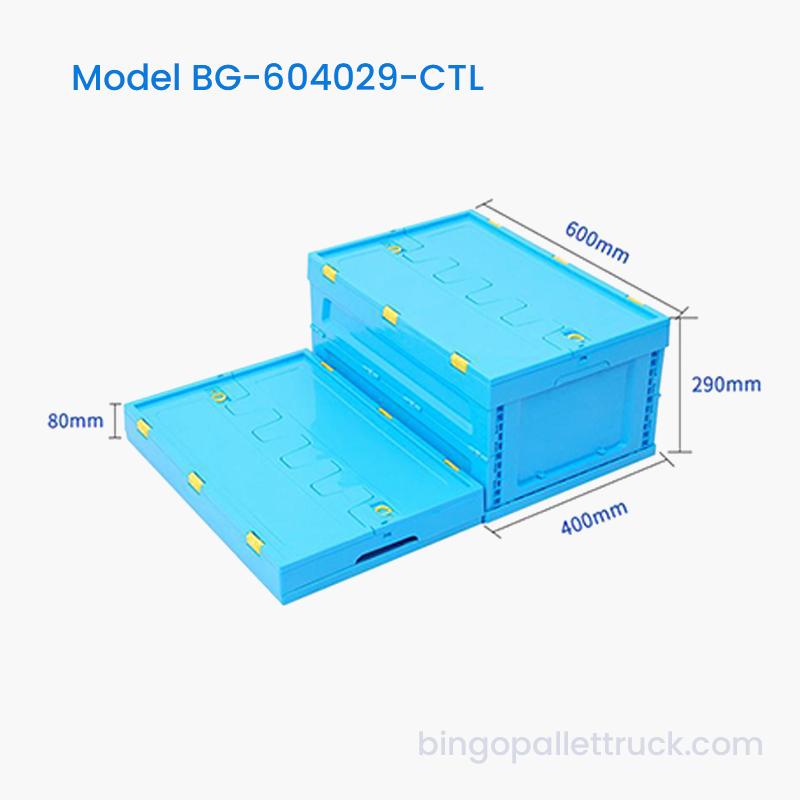 53L Space Saving Collapsible Plastic Tote na may Takip para sa Warehouse