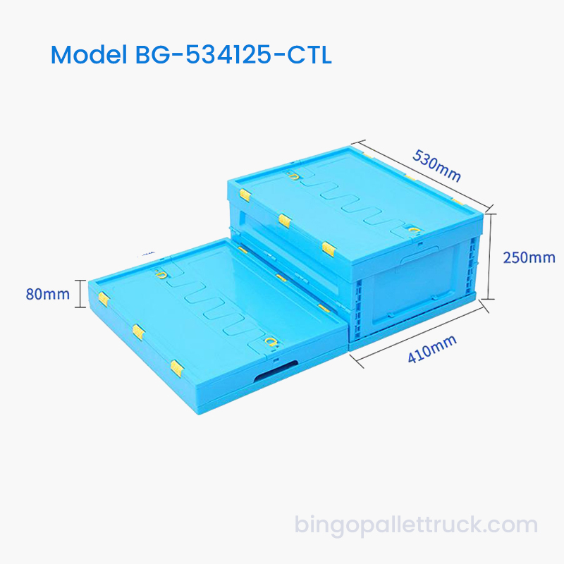 42L Space Saving Collapsible Plastic Tote na may Takip para sa Logistics
