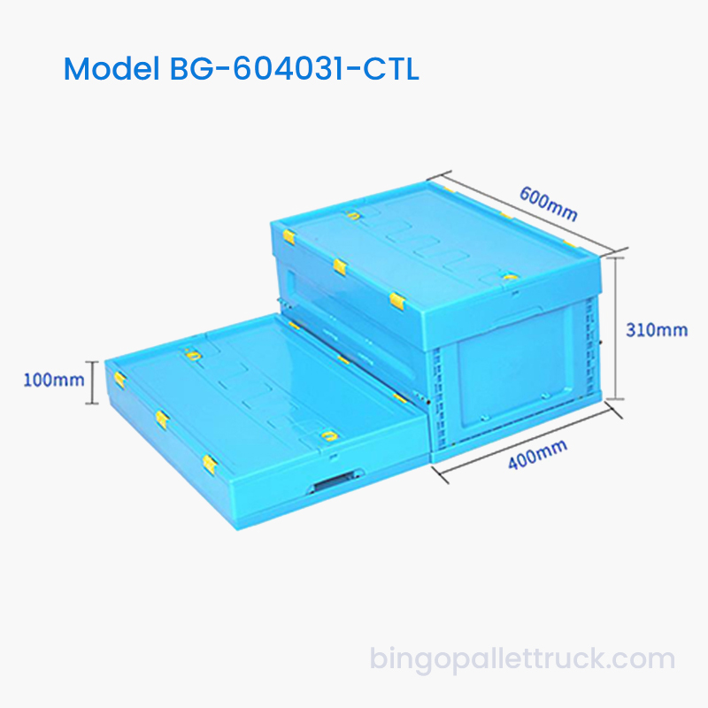 57L Collapsible Plastic Tote na may Takip para sa Warehouse Storage