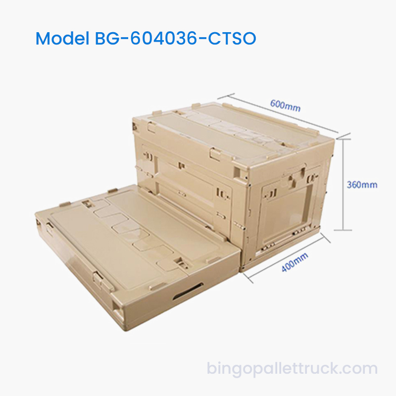 65L Collapsible Plastic Tote na may Side Open Door para sa Bulk Goods Transport
