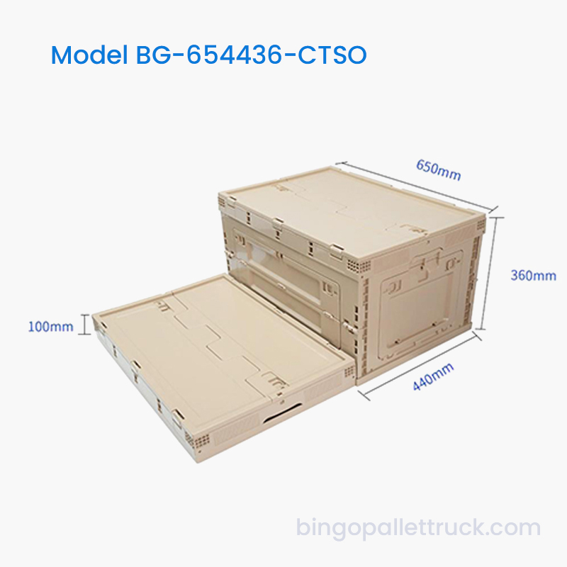 80L Heavy Duty Collapsible Plastic Tote na may Side Open Door
