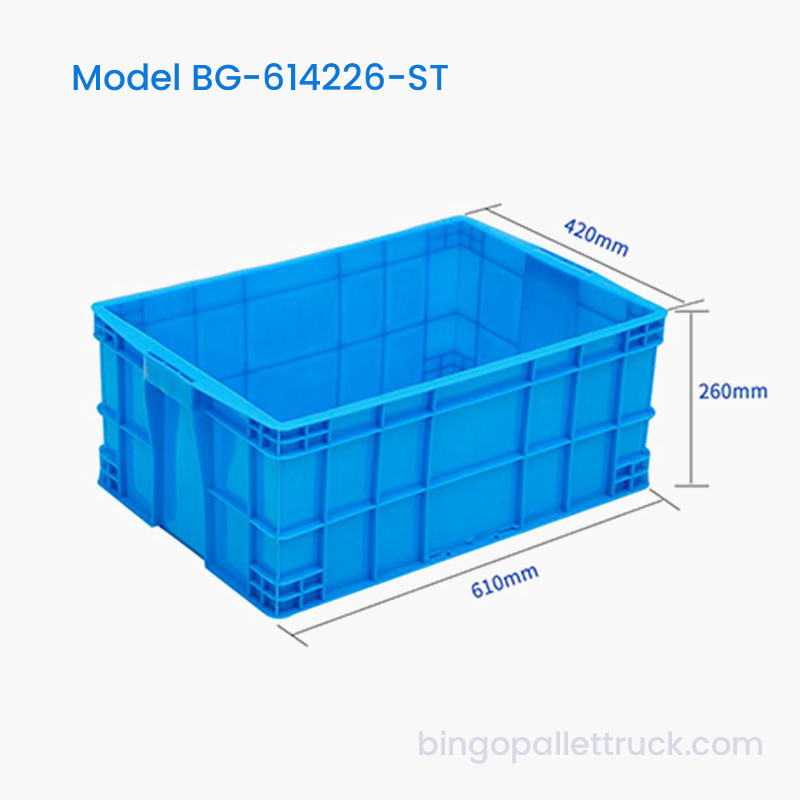 56L HDPE Heavy Duty Stackable Plastic Box para sa Factory Bulk Components