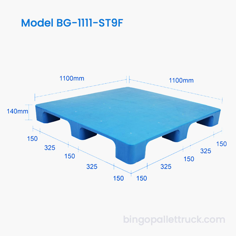 Industrial 1100x1100mm Solid Top 9 Legs Plastic Pallet Para sa Warehouse