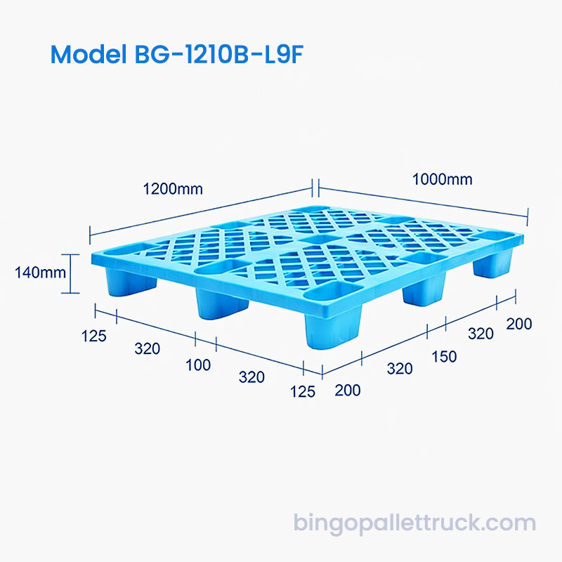 1200x1000mm Magaang 9 Talampakan na Plastic Pallet para sa Retail Storage
