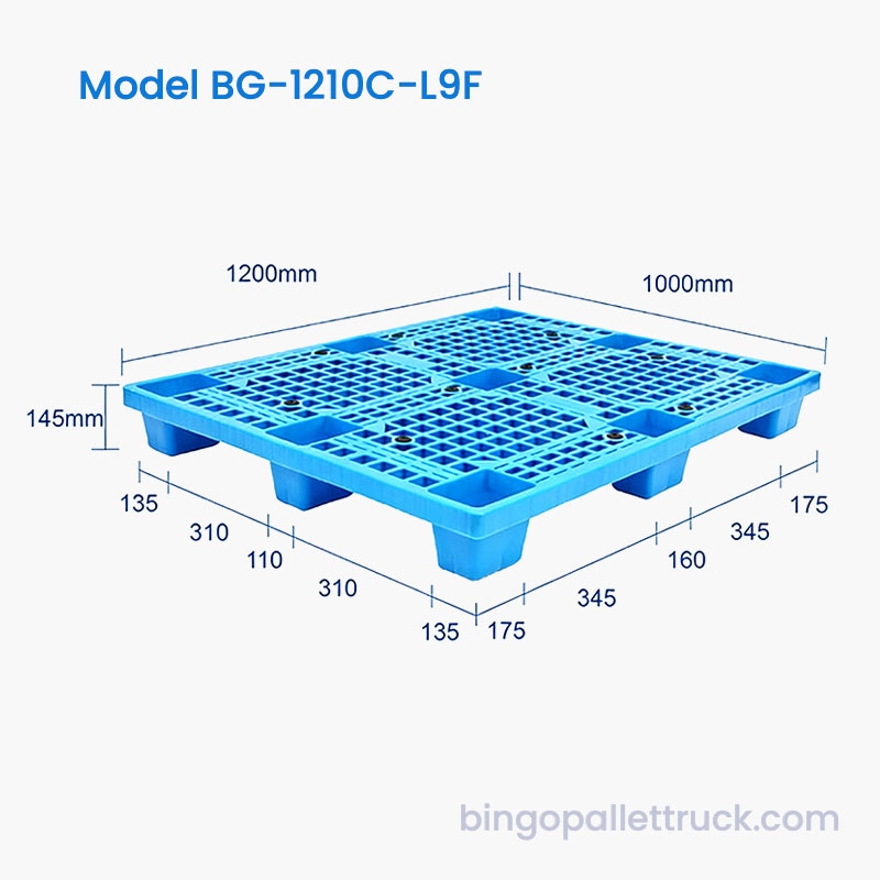 9 Talampakan 1200x1000mm Plastic Pallet na Tugma sa Mga Karaniwang Forklift