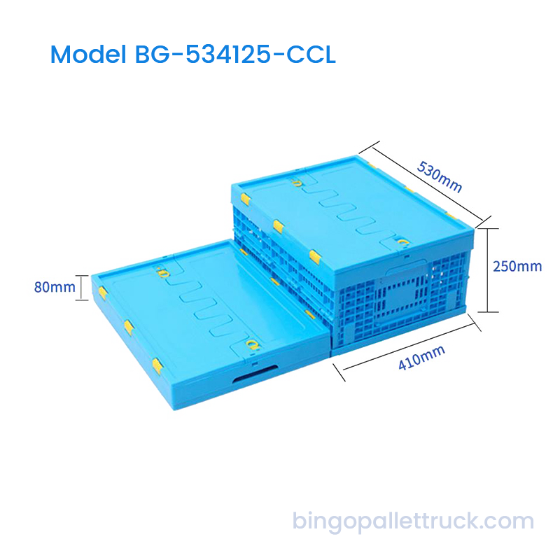 42L Space Saving Collapsible Plastic Crate na may Takip para sa Logistics