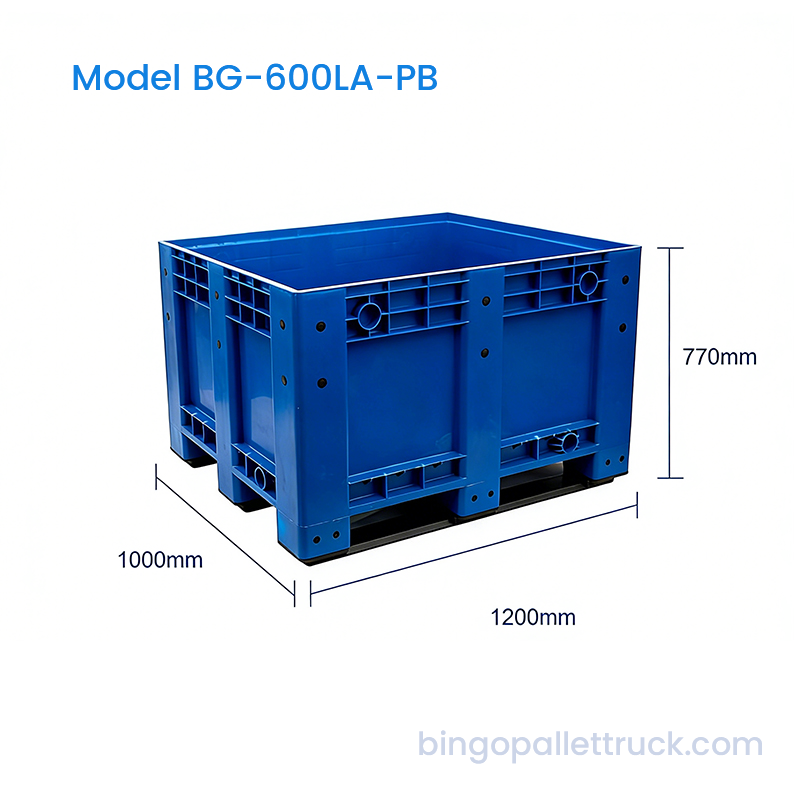 600L Heavy Duty Solid Plastic Pallet Container para sa Bulk Material Handling