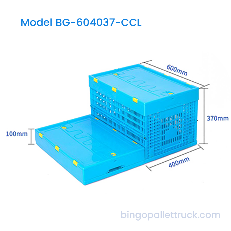 69L Collapsible Plastic Crate na may Takip para sa Warehouse